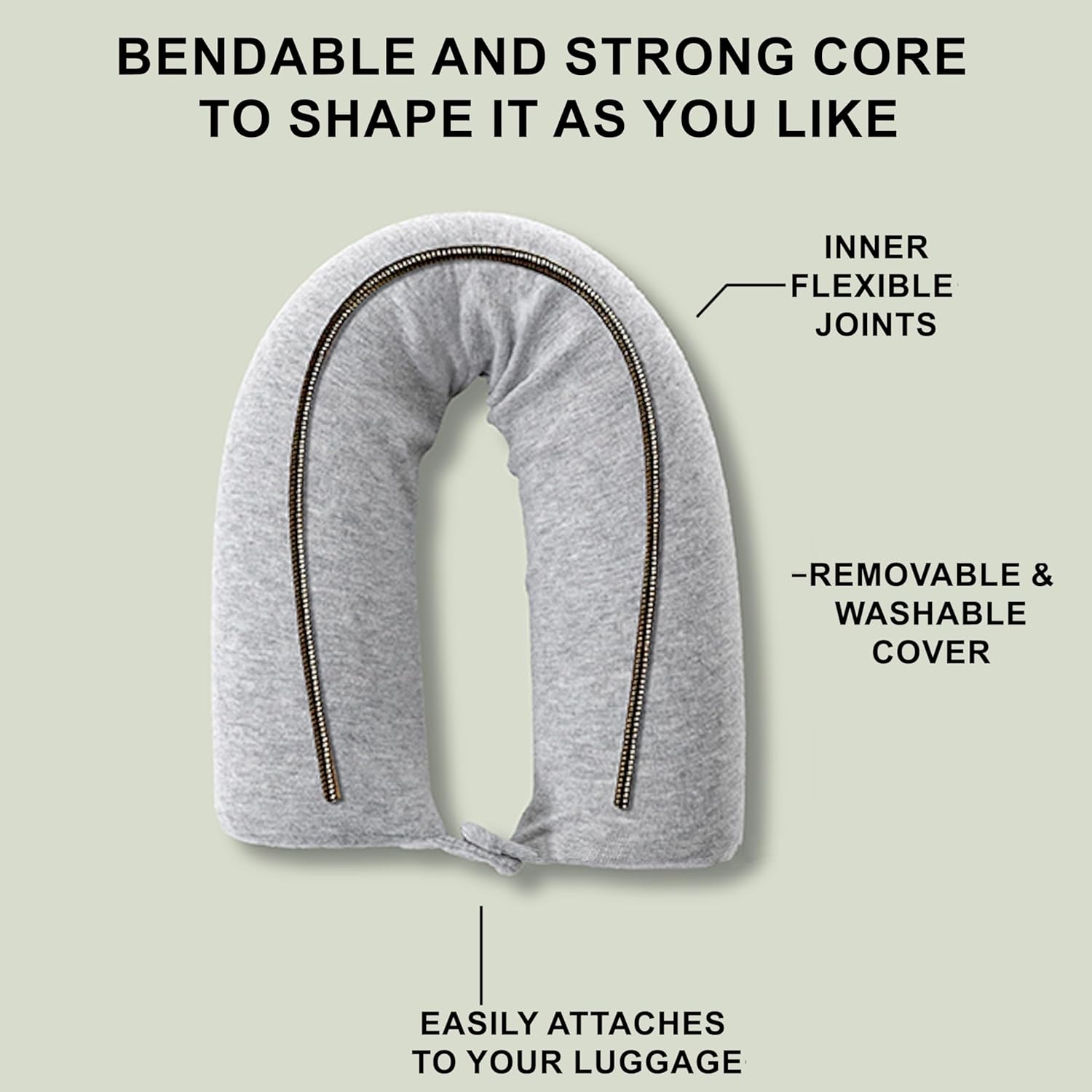 Dot&Dot Twist Memory Foam Travel Pillow, Bendable Neck Pillow for Airplane, Car and Home, 26-Inch Adjustable Roll with Washable Cotton Cover - Image 2