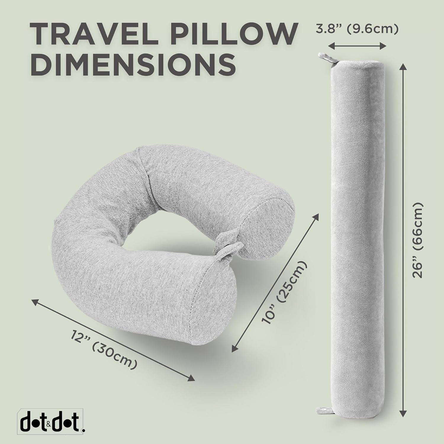Dot&Dot Twist Memory Foam Travel Pillow, Bendable Neck Pillow for Airplane, Car and Home, 26-Inch Adjustable Roll with Washable Cotton Cover - Image 7