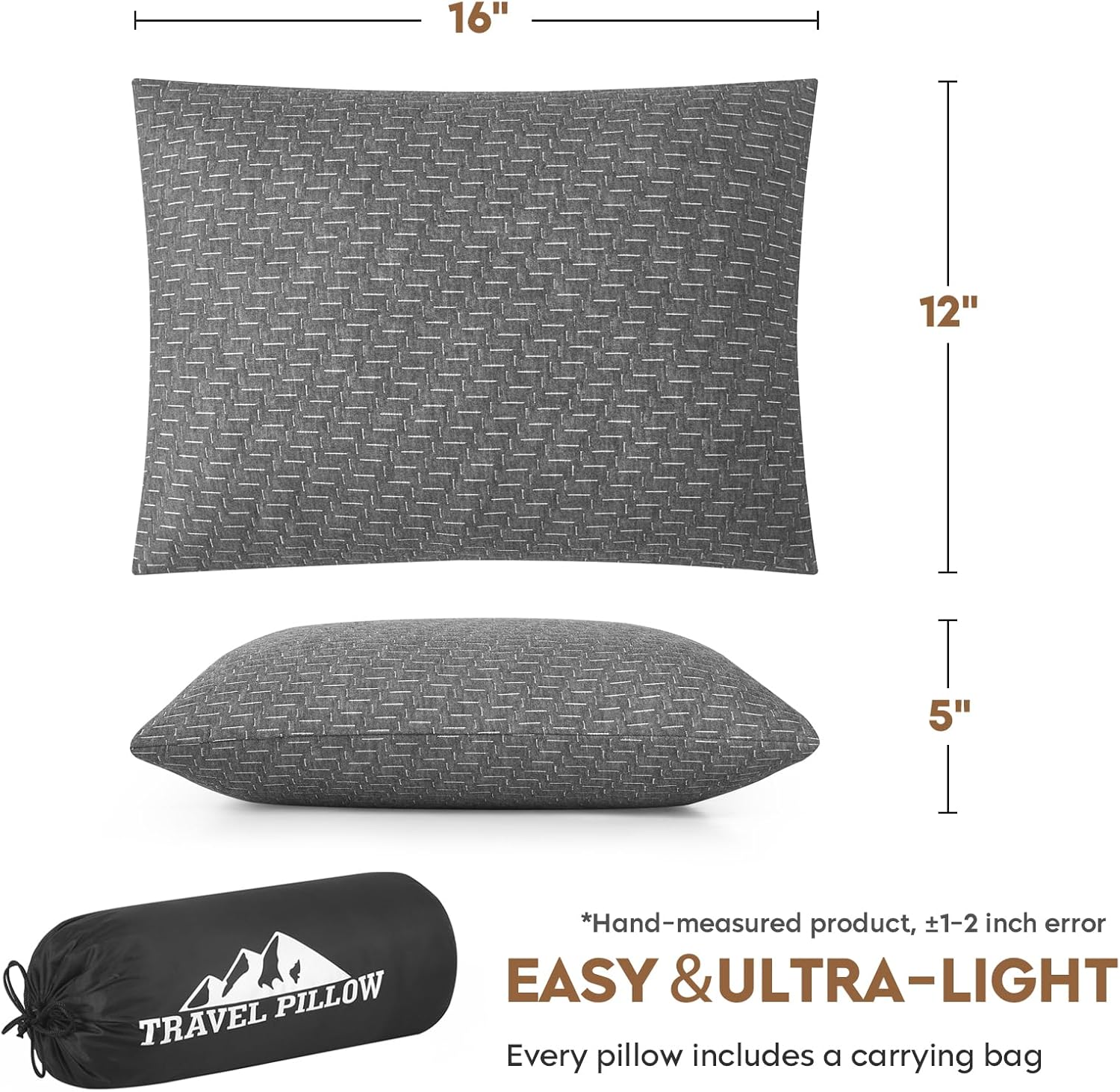 Small Shredded Memory Foam Pillow, Camping Pillow Travel Pillow - Compressible Medium Firm, Breathable Cover, Ideal Backpacking Hiking, Airplane and Car - Image 3