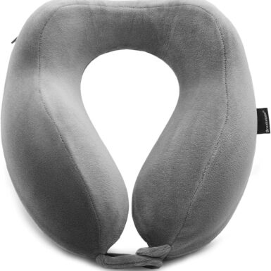 Brookstone Neck Travel Pillow - Lightweight Contoured Memory Foam Stuffable Travel Neck Pillow for Sleeping, Car, & Airplane, Size One Size, Dark Grey