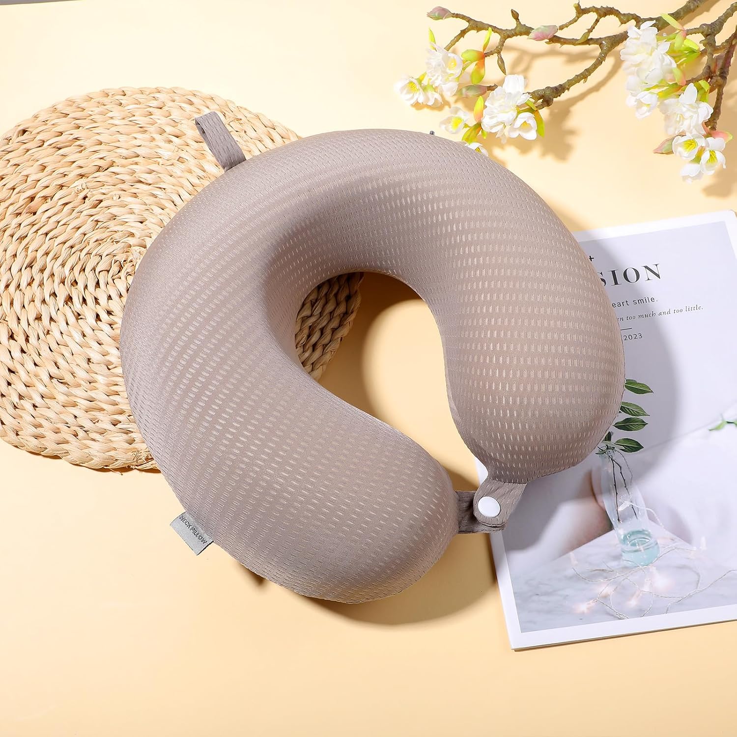 Neck Pillow Replacement Cover Travel U Neck Silk Pillow Case Cover Travel Neck Pillow Cover Pillow, 13.39‘’ U Shaped Neck Pillow Washable Cover, Airplane Pillow (Only Pillow Covers, no Filler)(Grey) - Image 4